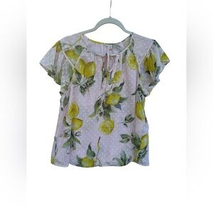 Joie Lemon Print Sheer Blouse